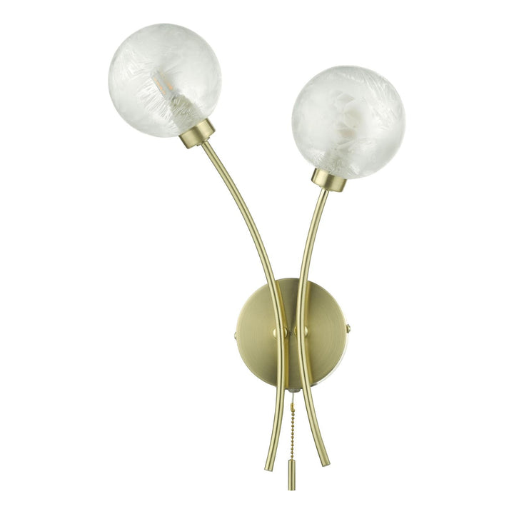 Dar AVA0941 Avari 2 Light Wall Light Satin Brass and White Frosted Glass
