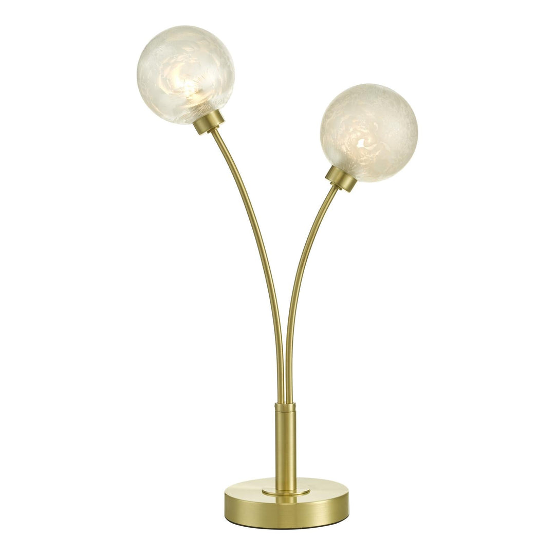 Dar AVA4241 Avari 2 Light Table Lamp Satin Brass and White Frosted Glass