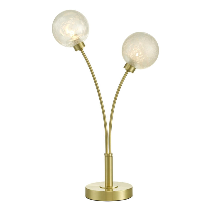 Dar AVA4241 Avari 2 Light Table Lamp Satin Brass and White Frosted Glass