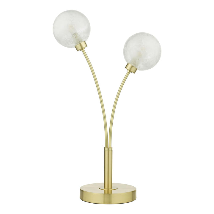Dar AVA4241 Avari 2 Light Table Lamp Satin Brass and White Frosted Glass