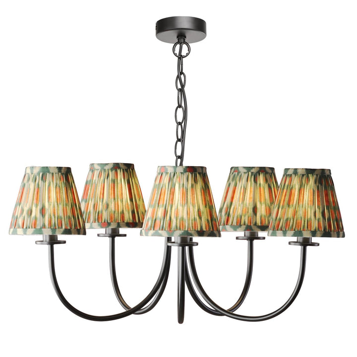 Dar BEC0522-IKA2625 Becca 5 Light Armed Pendant Matt Black With Shade