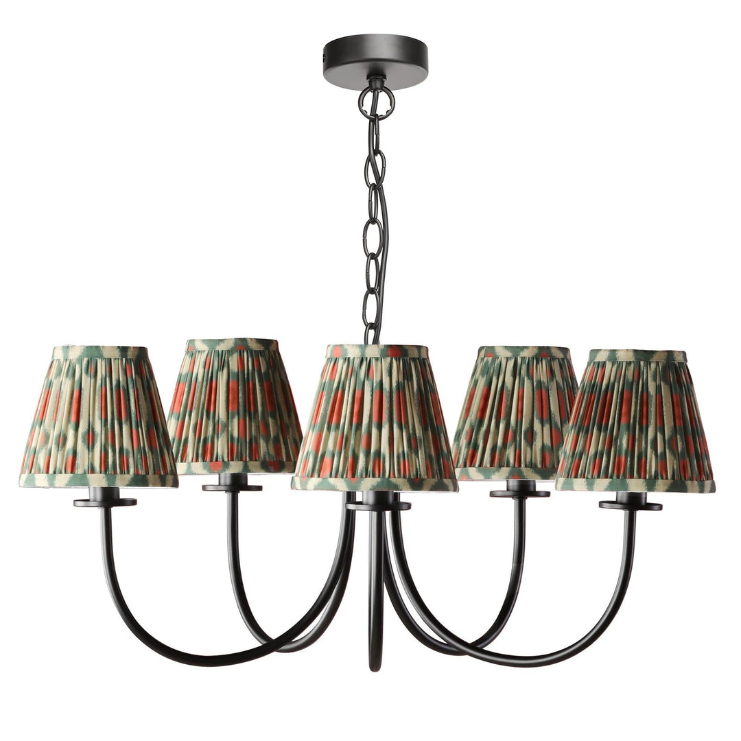Dar BEC0522-IKA2625 Becca 5 Light Armed Pendant Matt Black With Shade