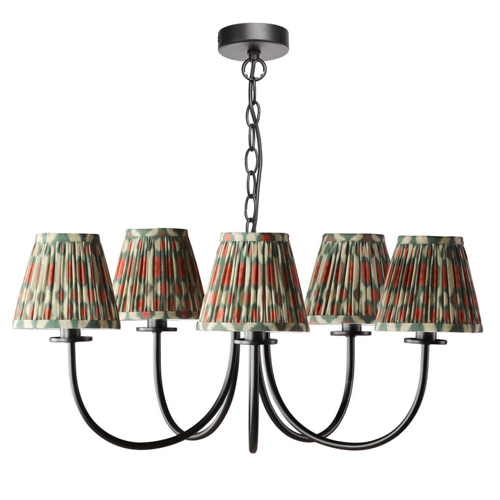 Dar BEC0522-IKA2625 Becca 5 Light Armed Pendant Matt Black With Shade