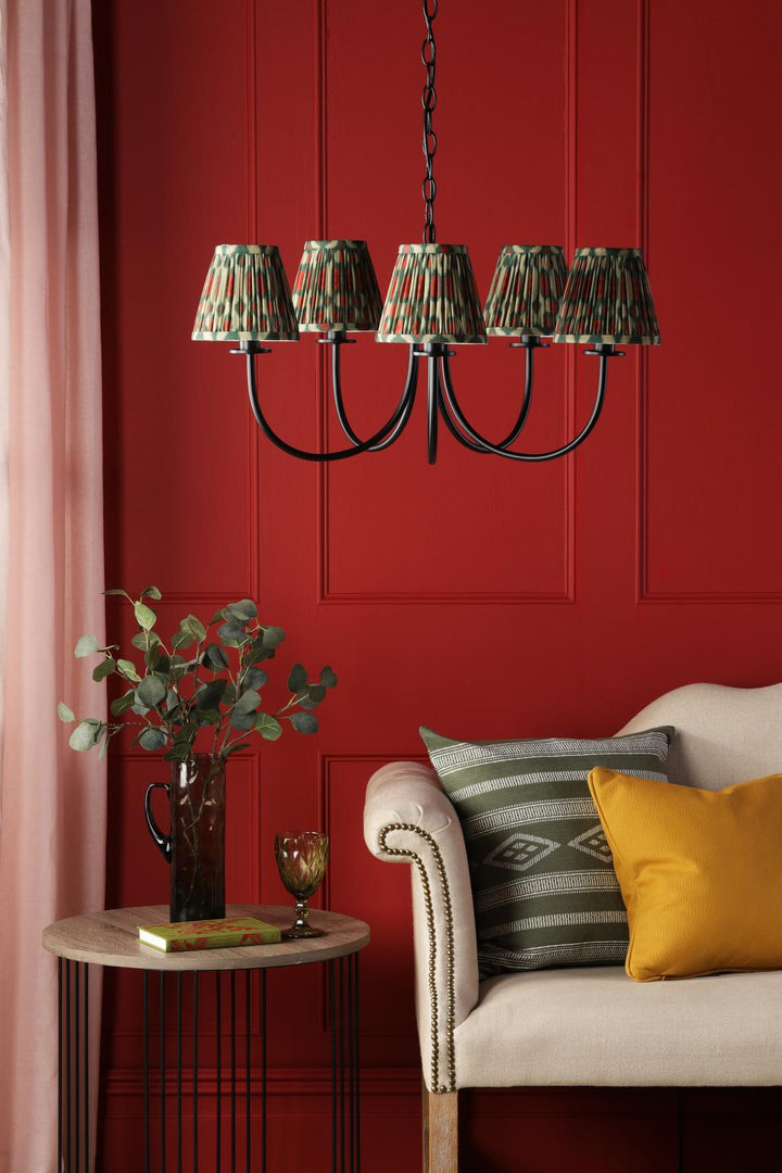 Dar BEC0522-IKA2625 Becca 5 Light Armed Pendant Matt Black With Shade