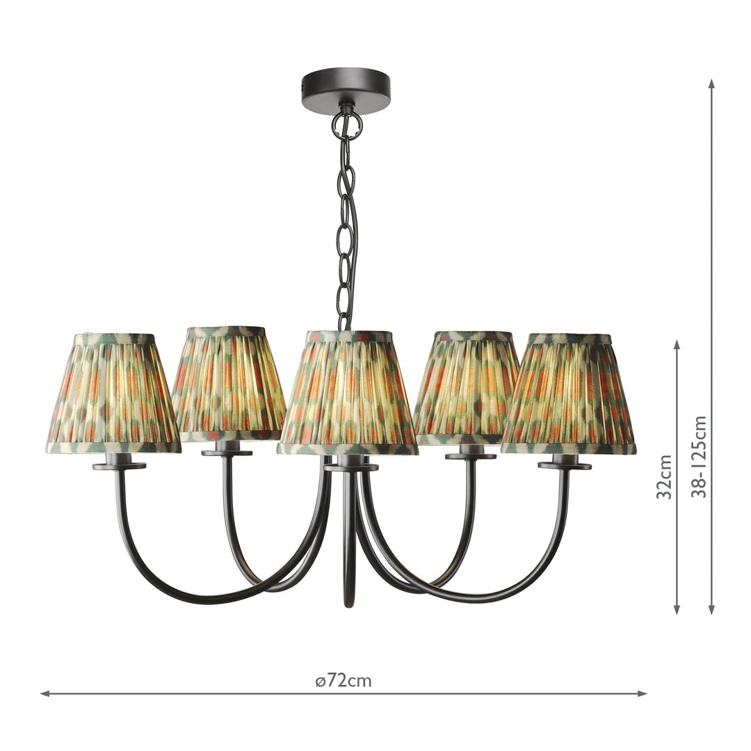 Dar BEC0522-IKA2625 Becca 5 Light Armed Pendant Matt Black With Shade