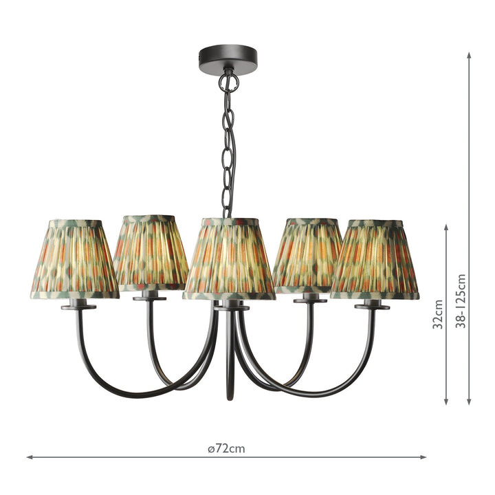 Dar BEC0522-IKA2625 Becca 5 Light Armed Pendant Matt Black With Shade