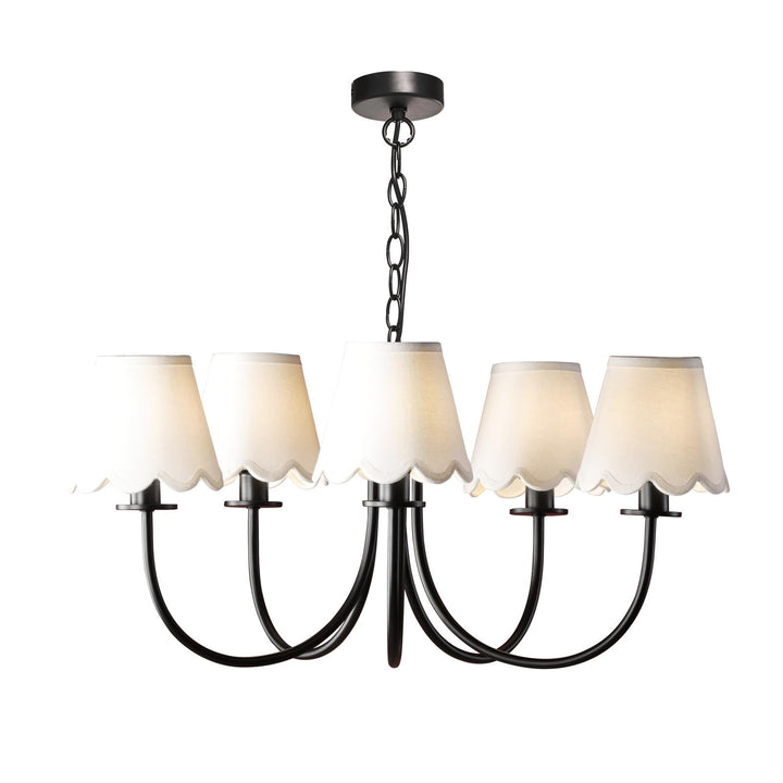 Dar BEC0522-NER262 Becca 5 Light Armed Pendant Matt Black With Shade