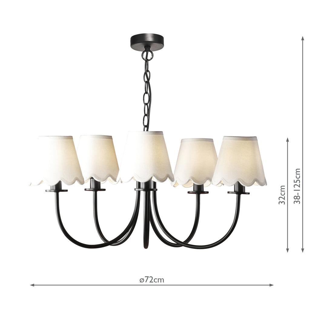 Dar BEC0522-NER262 Becca 5 Light Armed Pendant Matt Black With Shade
