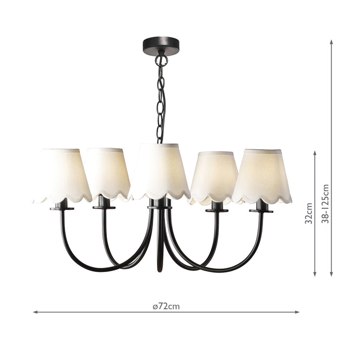 Dar BEC0522-NER262 Becca 5 Light Armed Pendant Matt Black With Shade