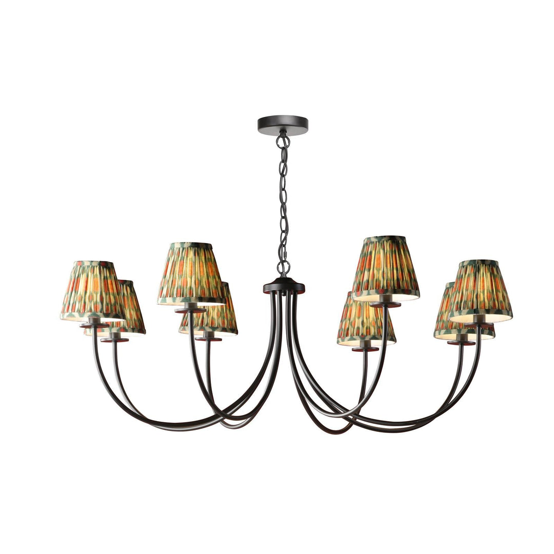 Dar BEC0822-IKA2625 Becca 8 Light Armed Pendant Matt Black With Shade