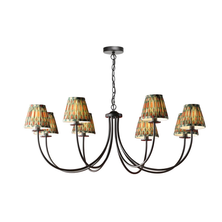Dar BEC0822-IKA2625 Becca 8 Light Armed Pendant Matt Black With Shade
