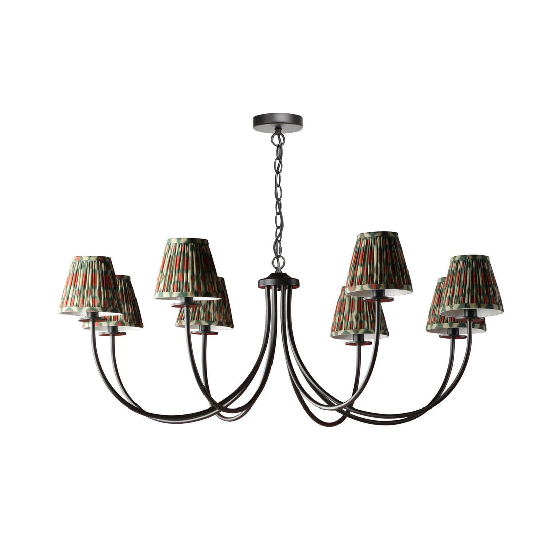 Dar BEC0822-IKA2625 Becca 8 Light Armed Pendant Matt Black With Shade