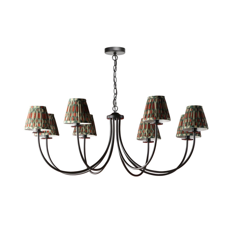Dar BEC0822-IKA2625 Becca 8 Light Armed Pendant Matt Black With Shade