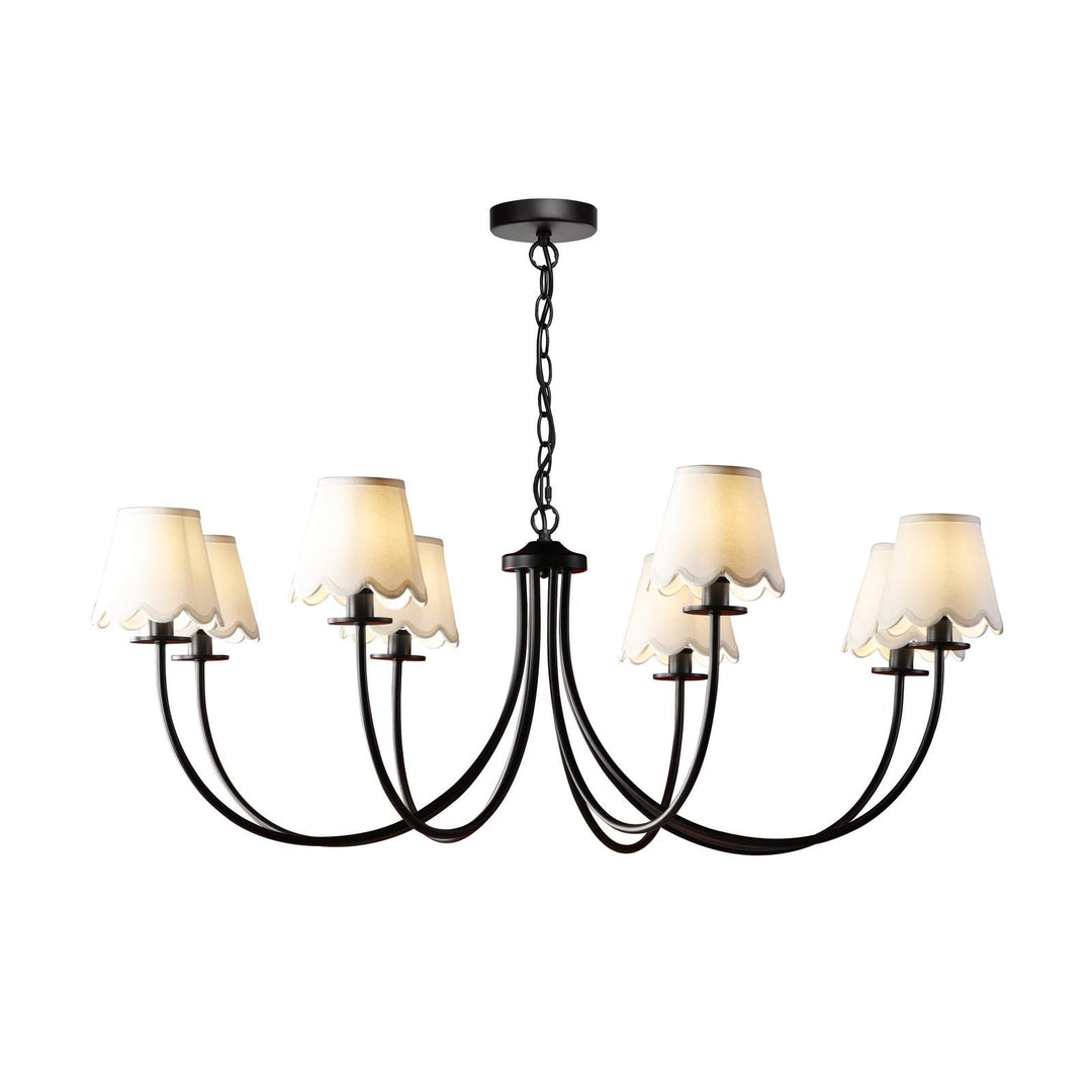 Dar BEC0822-NER262 Becca 8 Light Armed Pendant Matt Black With Shade