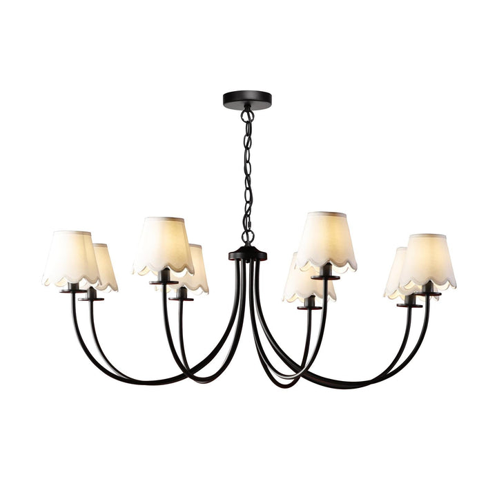 Dar BEC0822-NER262 Becca 8 Light Armed Pendant Matt Black With Shade
