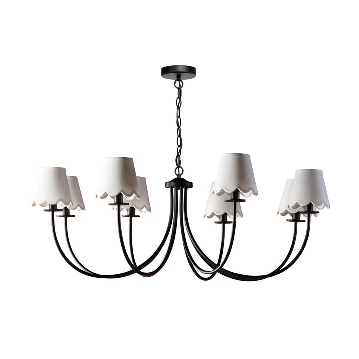 Dar BEC0822-NER262 Becca 8 Light Armed Pendant Matt Black With Shade