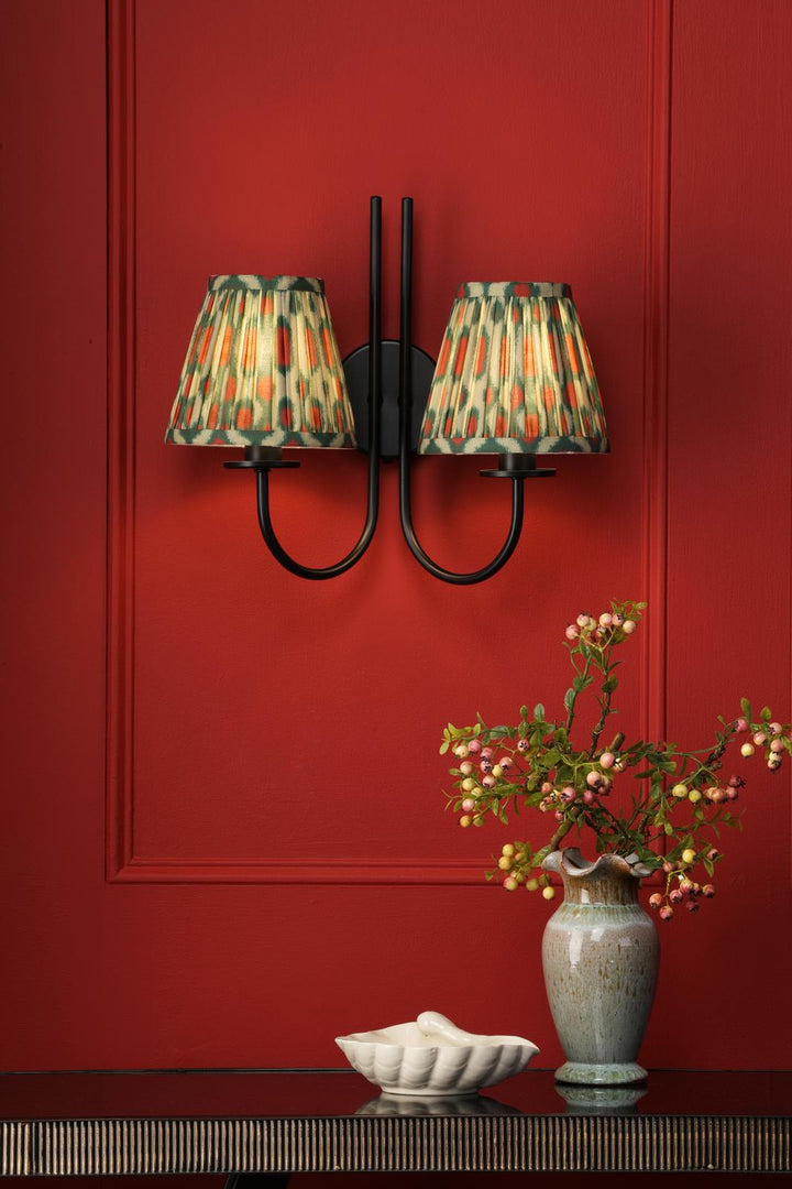 Dar BEC0922-IKA2625 Becca 2 Light Wall Light Matt Black With Shade