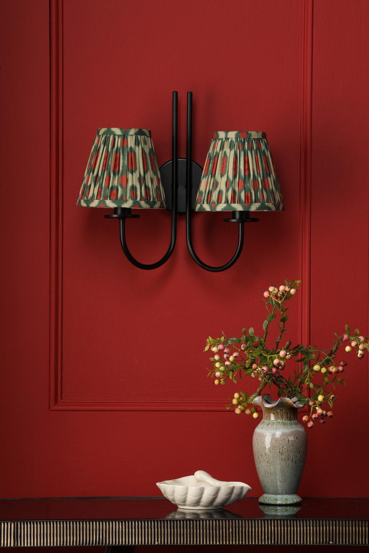 Dar BEC0922-IKA2625 Becca 2 Light Wall Light Matt Black With Shade