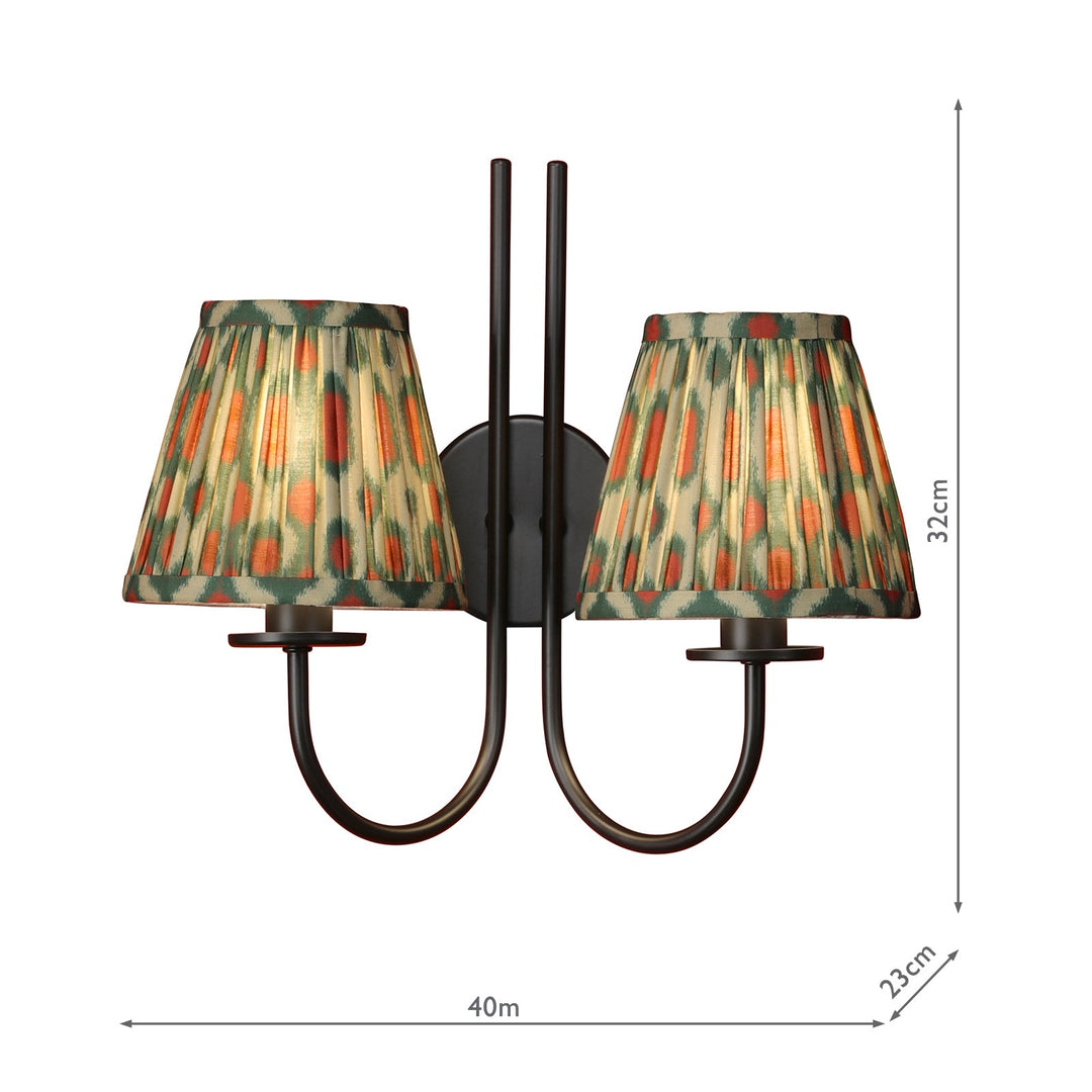 Dar BEC0922-IKA2625 Becca 2 Light Wall Light Matt Black With Shade