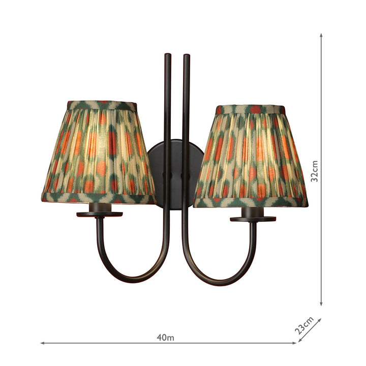 Dar BEC0922-IKA2625 Becca 2 Light Wall Light Matt Black With Shade