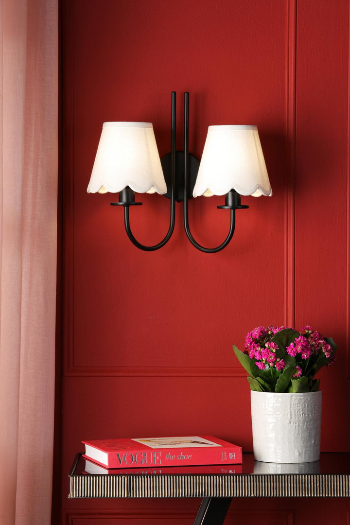 Dar BEC0922-NER262 Becca 2 Light Wall Light Matt Black With Shade