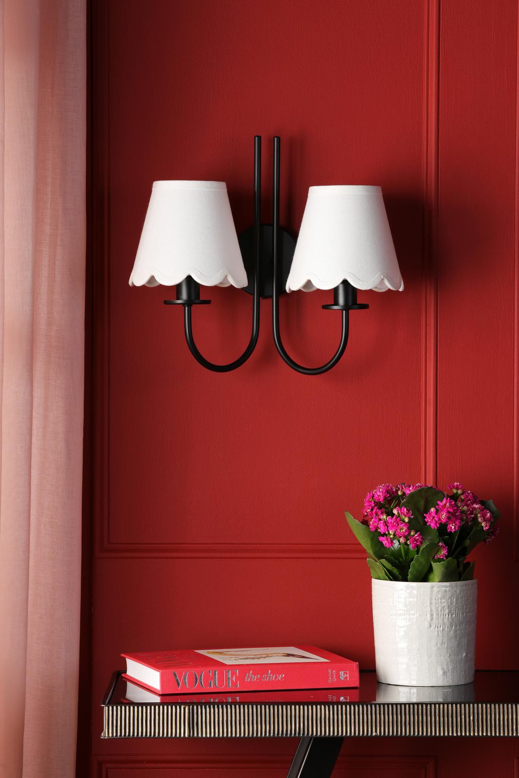 Dar BEC0922-NER262 Becca 2 Light Wall Light Matt Black With Shade