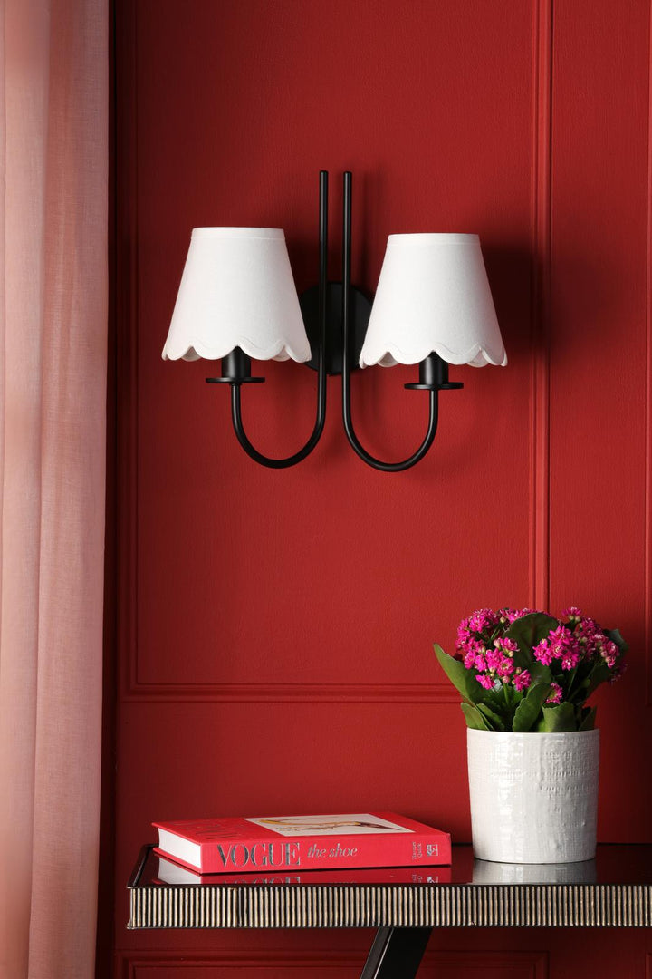 Dar BEC0922-NER262 Becca 2 Light Wall Light Matt Black With Shade