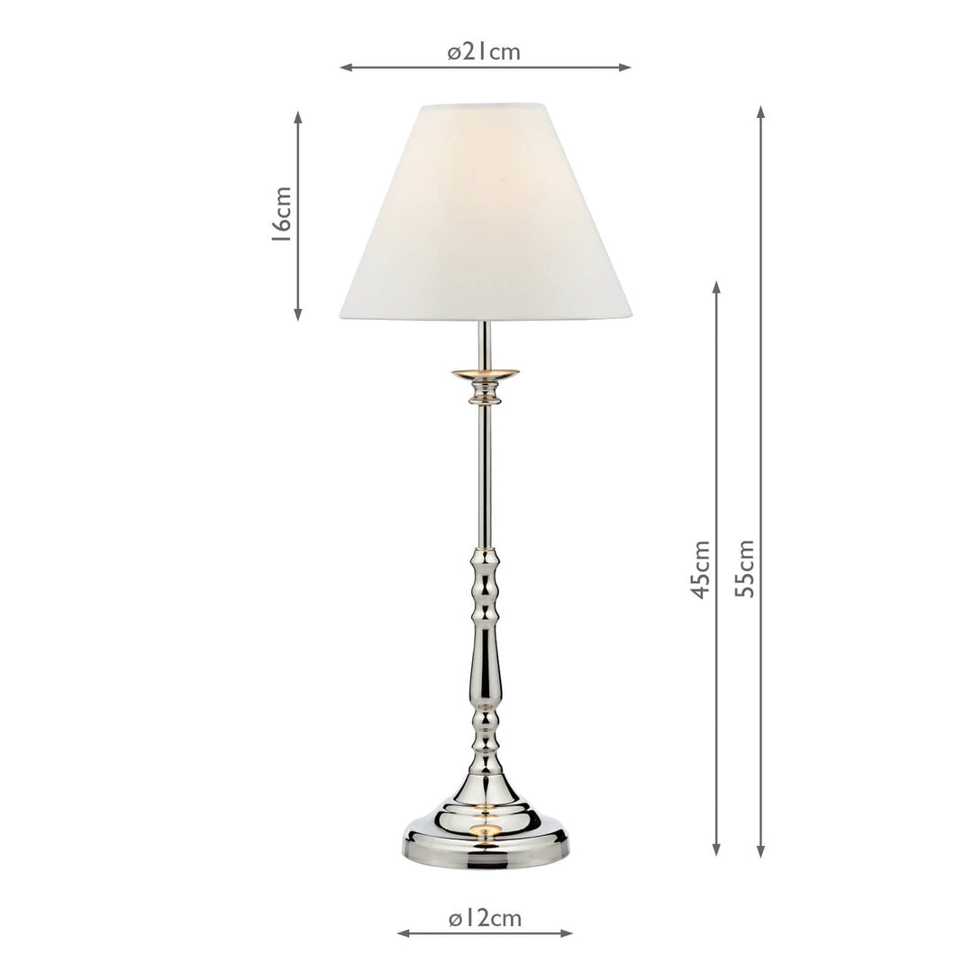 Dar BLE4138 Blenheim Table Lamp Polished Nickel With Shade