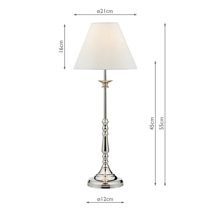 Dar BLE4138 Blenheim Table Lamp Polished Nickel With Shade