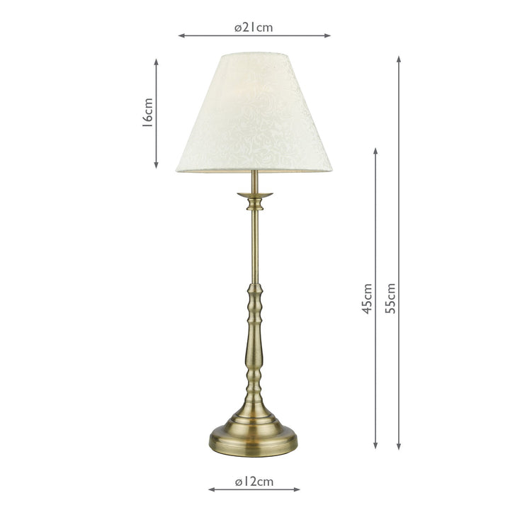 Dar BLE4175 Blenheim Table Lamp Antique Brass With Shade
