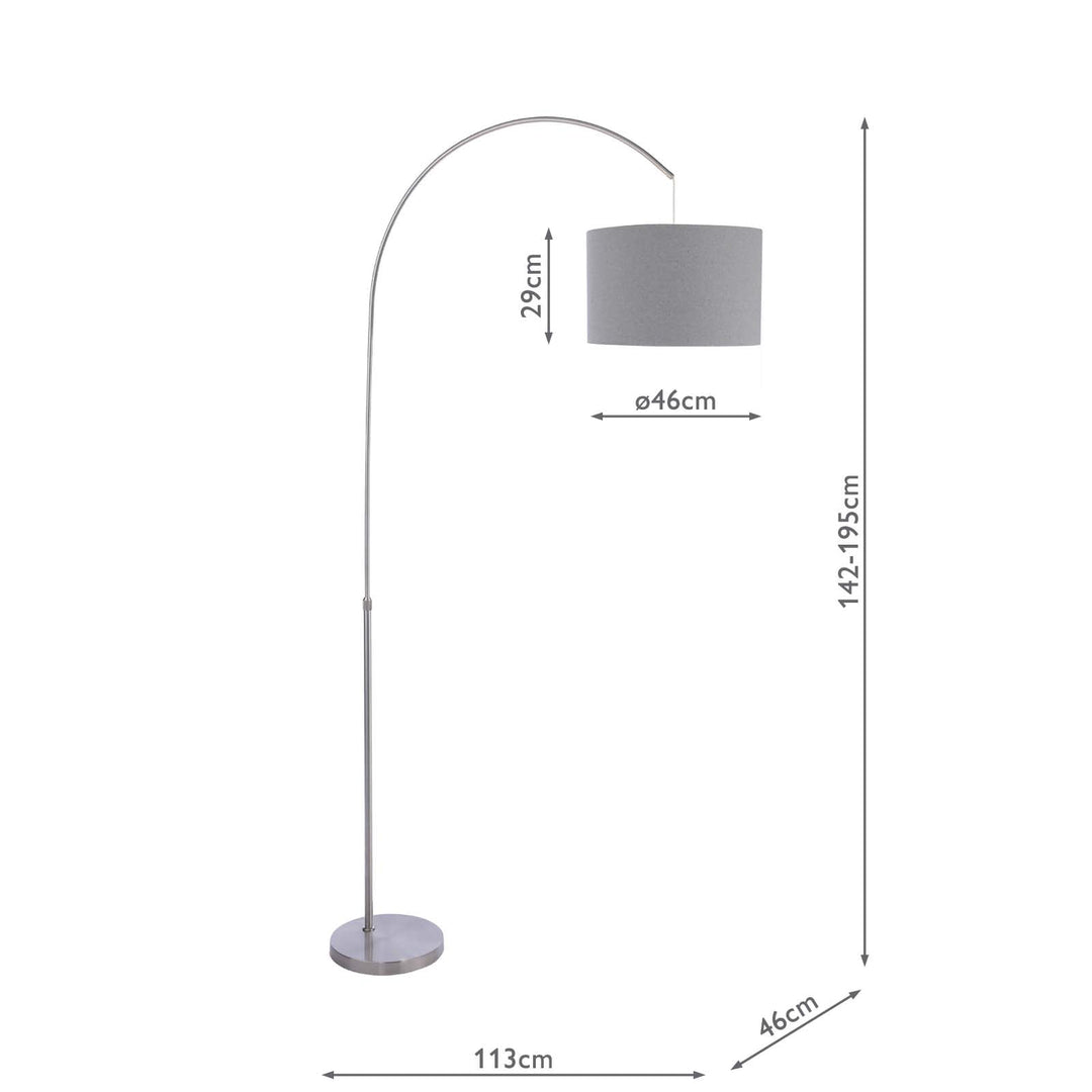 Dar BOW4946-PYR1839 Bow Floor Lamp Satin Nickel With Shade