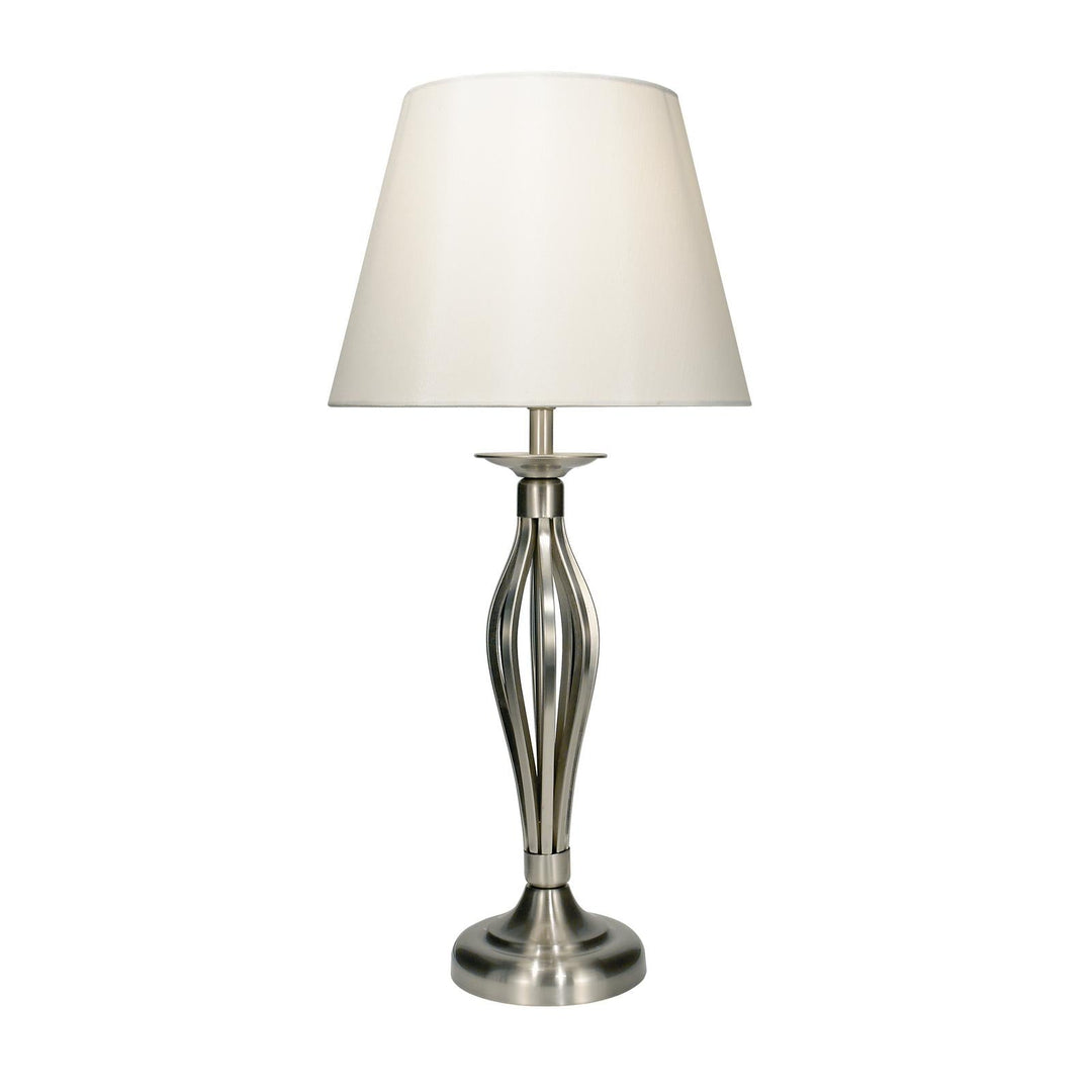 Dar BYB4046 Bybliss Table Lamp Satin Chrome and Cream With Shade