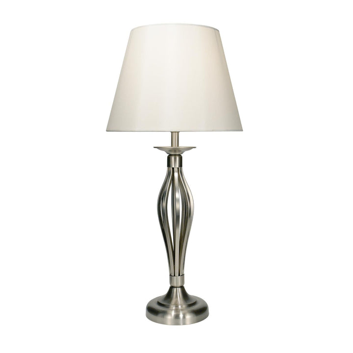 Dar BYB4046 Bybliss Table Lamp Satin Chrome and Cream With Shade