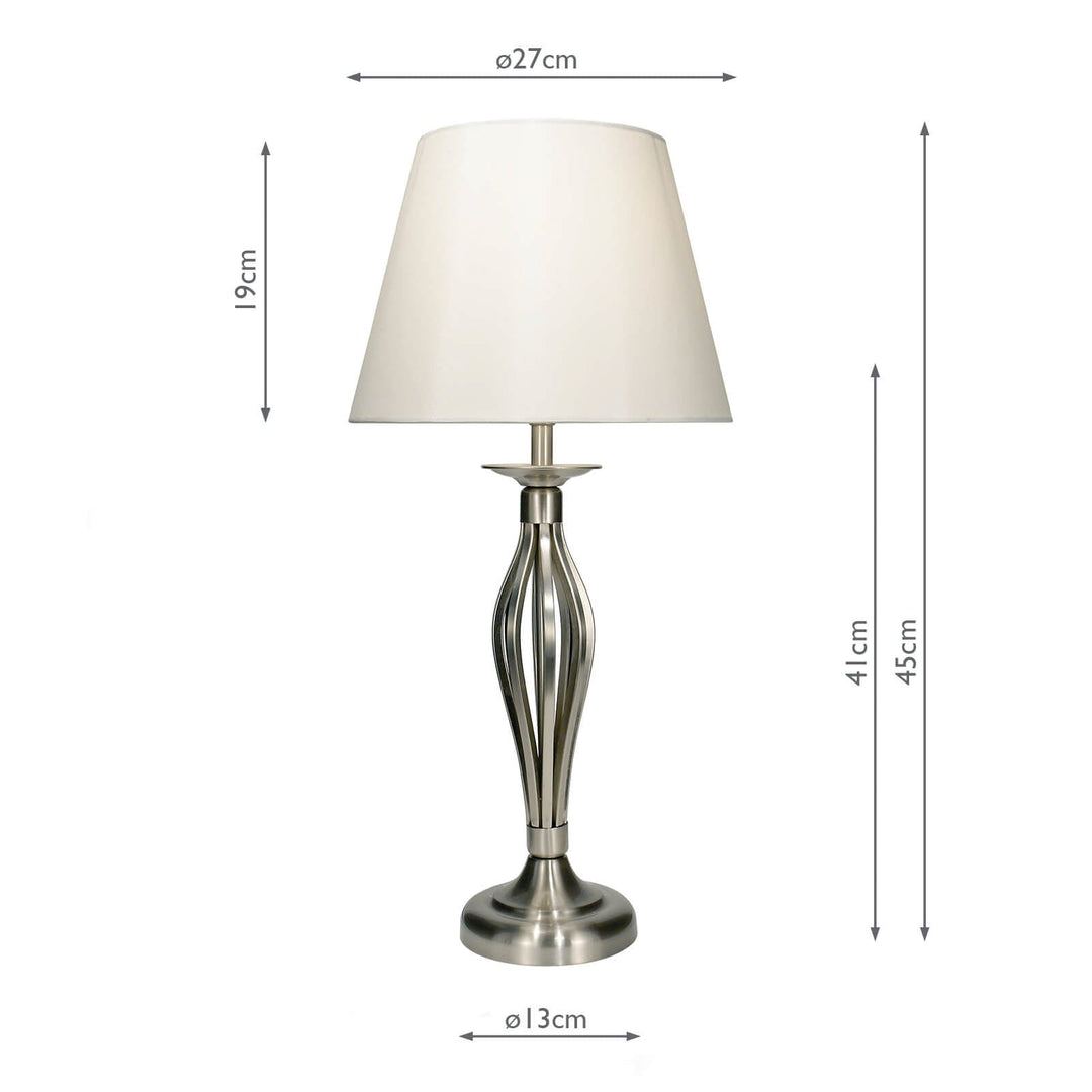 Dar BYB4046 Bybliss Table Lamp Satin Chrome and Cream With Shade