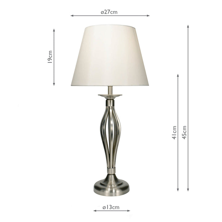 Dar BYB4046 Bybliss Table Lamp Satin Chrome and Cream With Shade