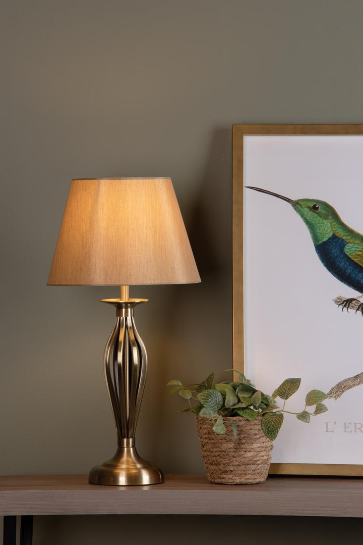 Dar BYB4075 Bybliss Table Lamp Antique Brass and Gold With Shade
