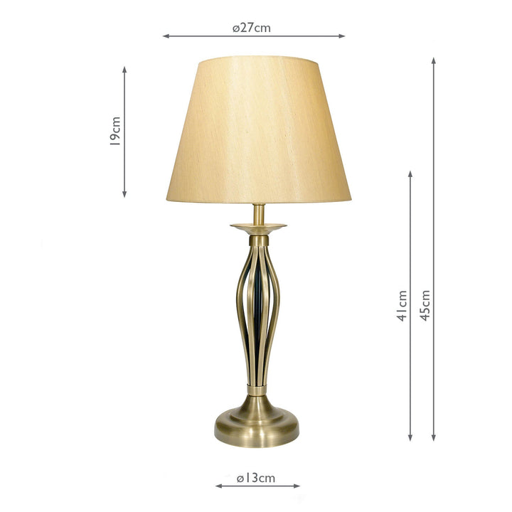 Dar BYB4075 Bybliss Table Lamp Antique Brass and Gold With Shade