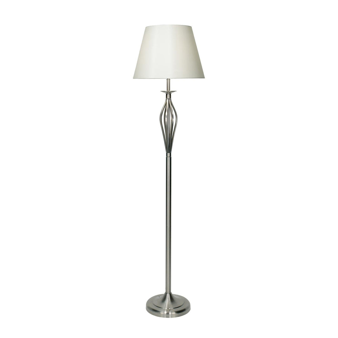 Dar BYB4946 Bybliss Floor Lamp Satin Chrome and Cream With Shade