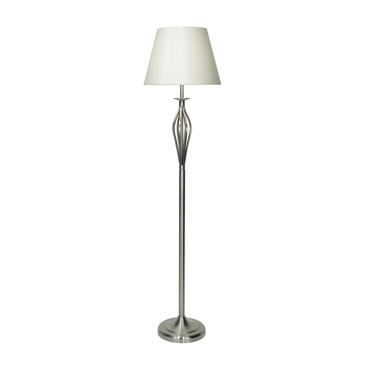 Dar BYB4946 Bybliss Floor Lamp Satin Chrome and Cream With Shade
