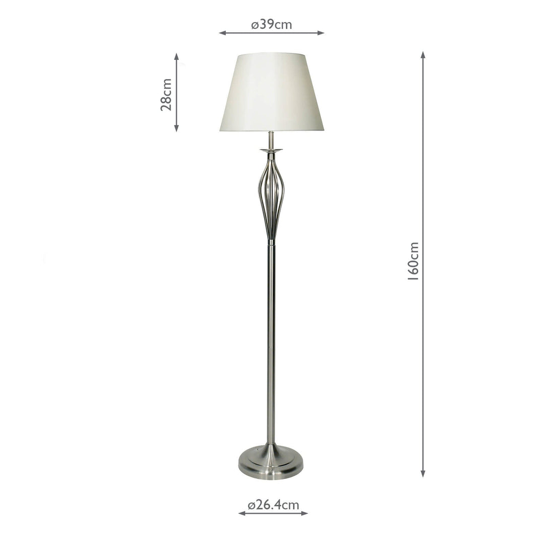 Dar BYB4946 Bybliss Floor Lamp Satin Chrome and Cream With Shade
