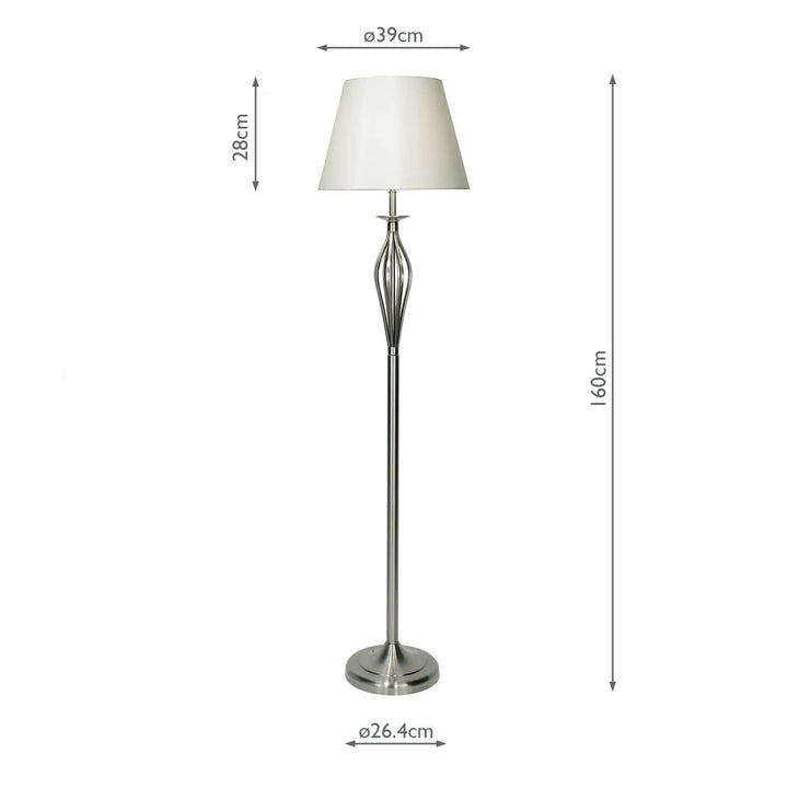 Dar BYB4946 Bybliss Floor Lamp Satin Chrome and Cream With Shade