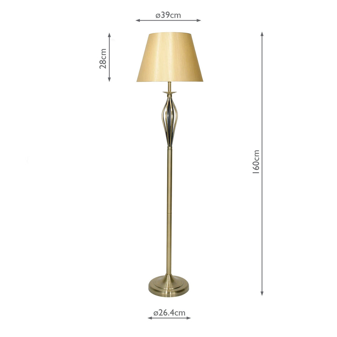 Dar BYB4975 Bybliss Floor Lamp Antique Brass and Gold With Shade