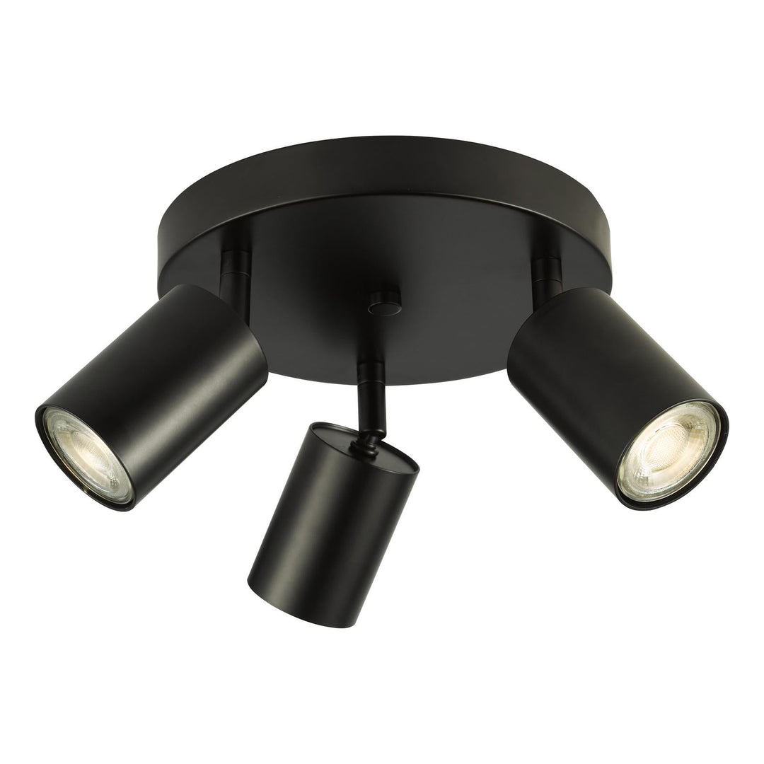 Dar CAW7622 Cawley 3 Light Plate Spotlight Matt Black