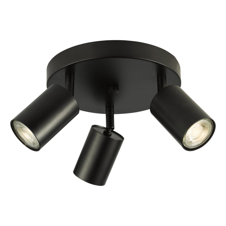 Dar CAW7622 Cawley 3 Light Plate Spotlight Matt Black