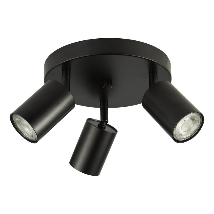 Dar CAW7622 Cawley 3 Light Plate Spotlight Matt Black