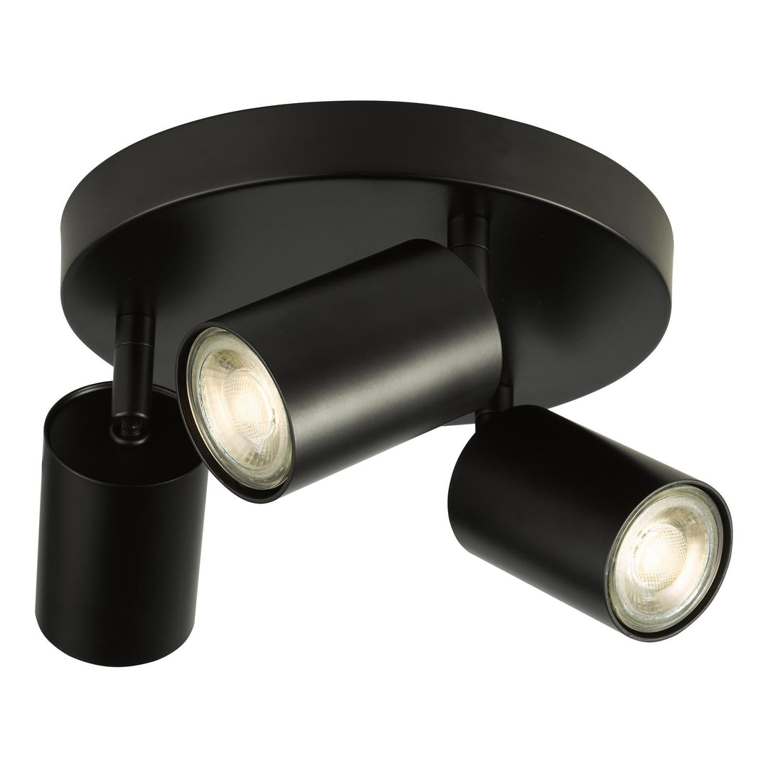 Dar CAW7622 Cawley 3 Light Plate Spotlight Matt Black