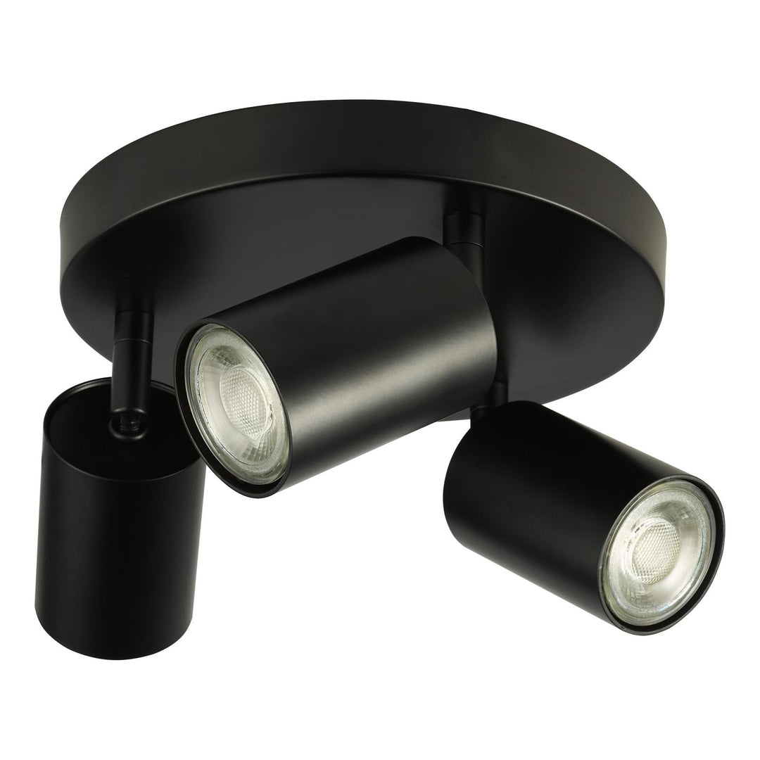 Dar CAW7622 Cawley 3 Light Plate Spotlight Matt Black
