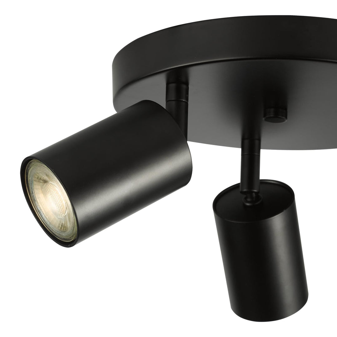 Dar CAW7622 Cawley 3 Light Plate Spotlight Matt Black
