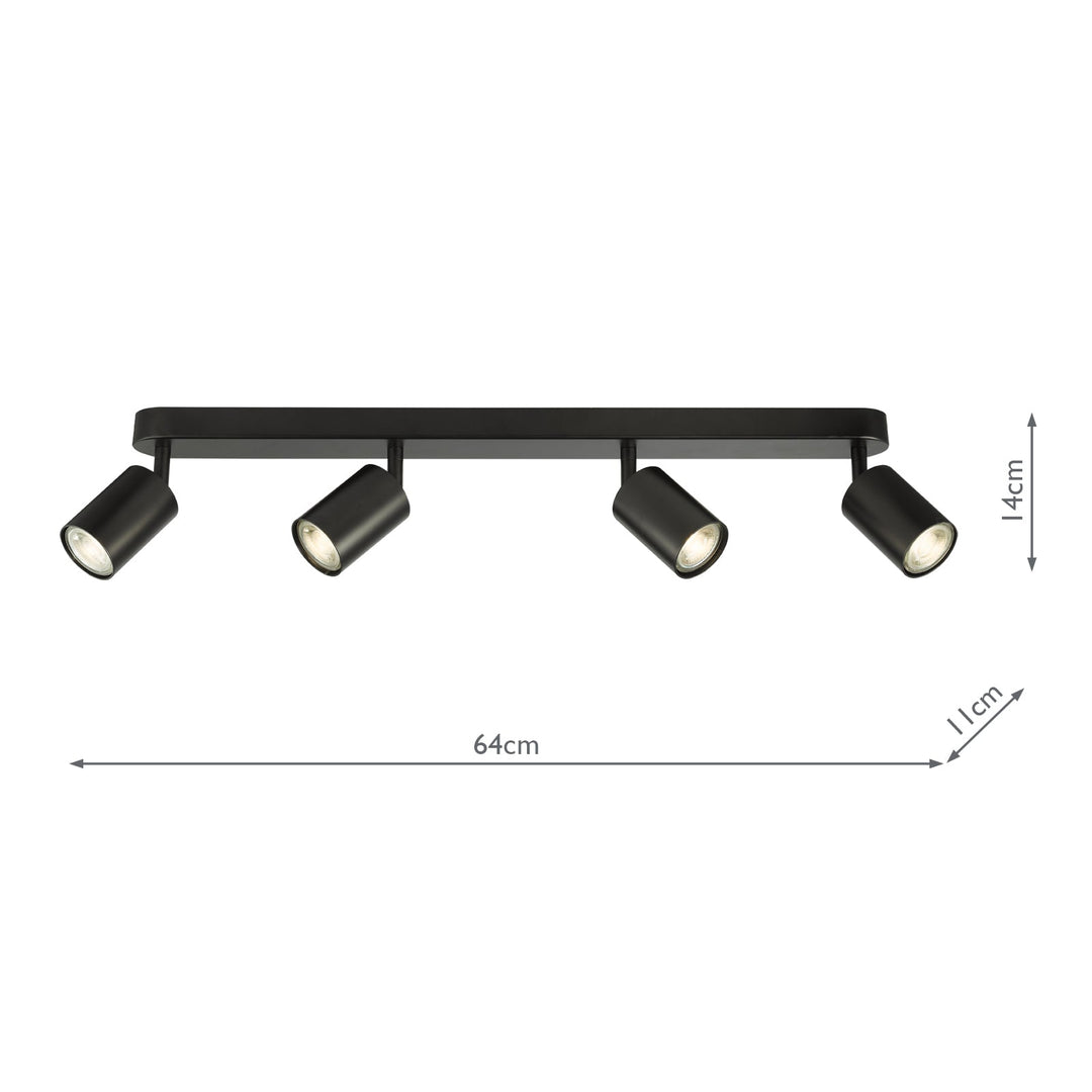 Dar CAW8422 Cawley 4 Light Plate Spotlight Matt Black