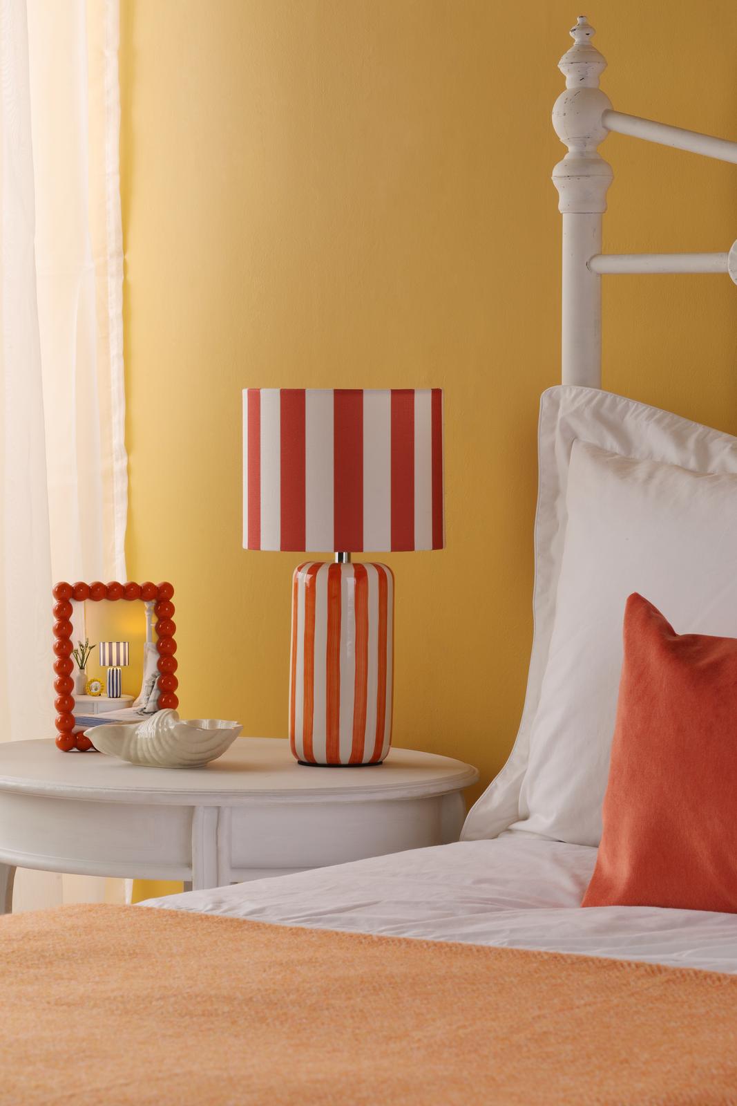 Dar CIC4211 Cicada Table Lamp Orange Ceramic and Polished Chrome With Shade